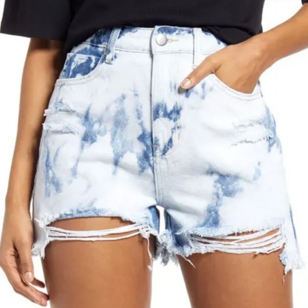 BP Ripped Nonstretch Denim Cutoff Shorts Size 26 ( 4 ) Blue Bleached Wash NWT - Picture 3 of 13
